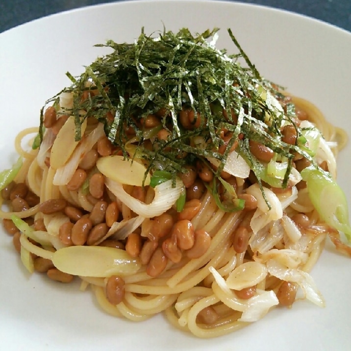 長ネギと納豆のパスタ